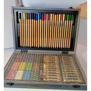 Colorwood Wooden Art Box 63 Pieces in Blue Wood Box  New in Box, Vintage